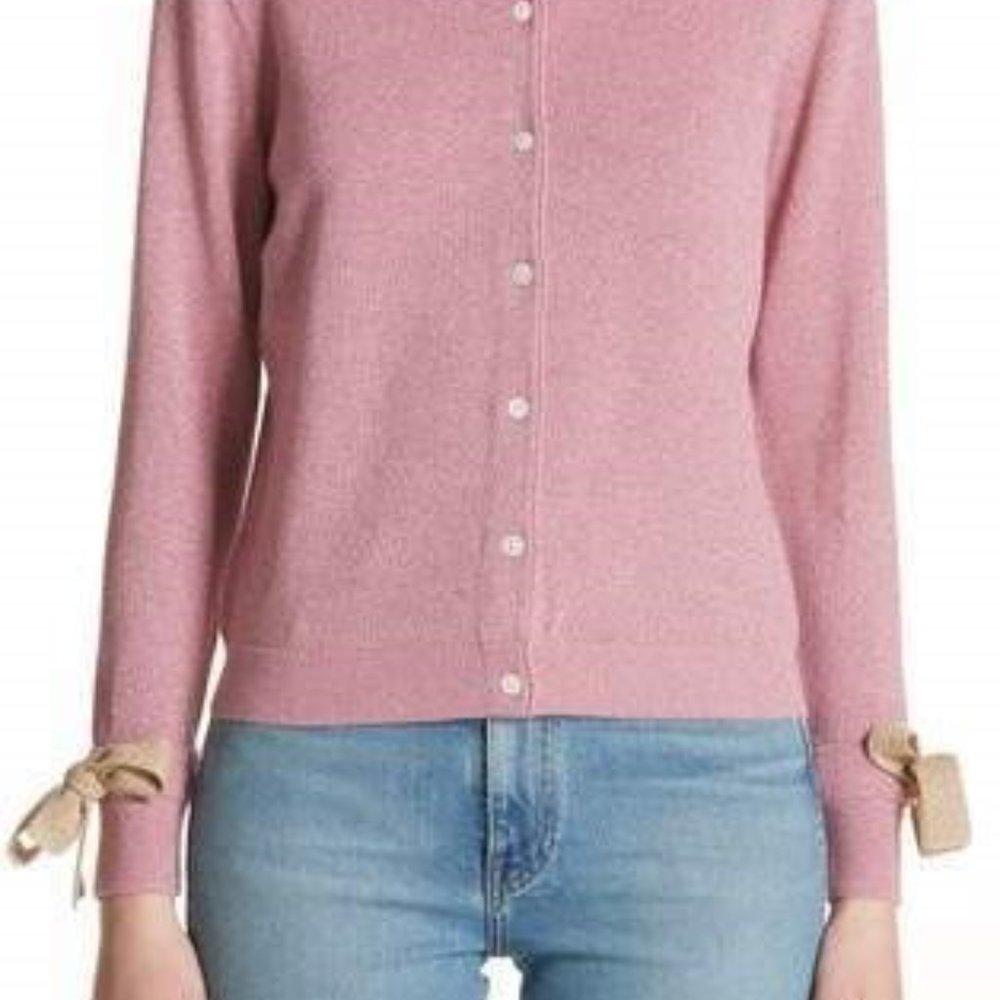 Shrimps Lorna Tie Cuff Metallic Cardigan Pink Gold